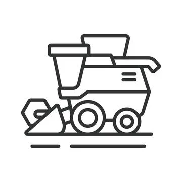 Combine harvester machine, icon in line design. Combine, harvester, agriculture Stock Illustration