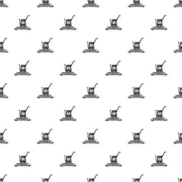 Combine harvester machinery seamless pattern white background Stock Illustration