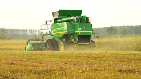 Combine harvester rice Stock Footage 32121368
