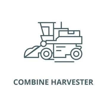 Combine harvester vector line icon, linear concept, outline sign, symbol Stock Illustration
