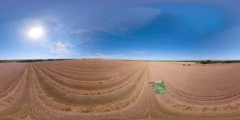 Combine harvester on wheat field VR360 Stock Footage 94846010