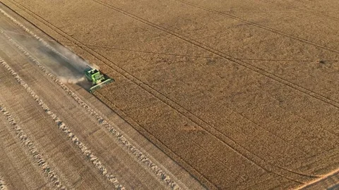 combine harvester working from aerial po... | Stock Video | Pond5
