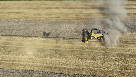 Combine harvester working in the field Stock Footage 247665787
