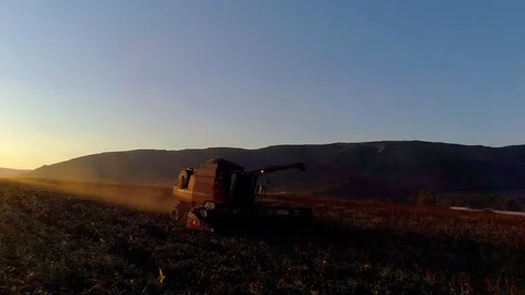 Combine harvester working Stock Footage 98451078