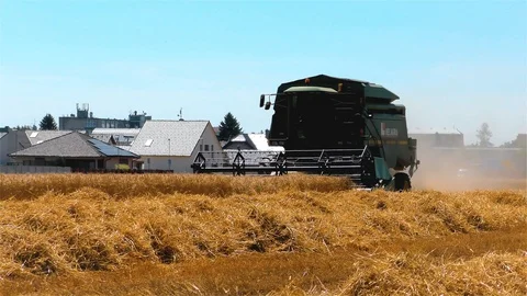 Combine Harvester Working on a Wheat Crop Stock Footage 112262016