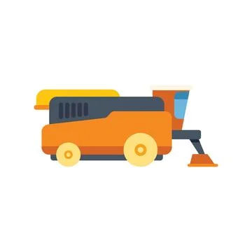 Combine harvester working in wheat field flat icon design Stock Illustration