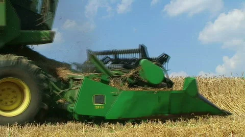Combine Harvesting Wheat 04 Stock Footage