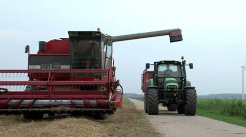 Combine Harvesting Wheat Stock Footage 8555878
