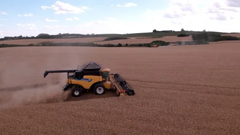 Combine Harvesting Wheat Stock Footage 106219669