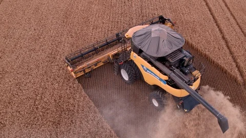 Combine Harvesting Wheat Stock Footage 106231917