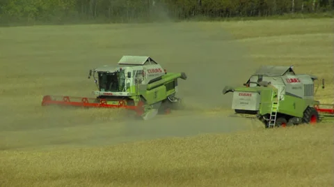 Combine harvests wheat 3 Stockbeeldmateriaal 25828355