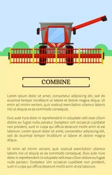 Combine Machine Field Poster Vector Illustration Stock Illustration