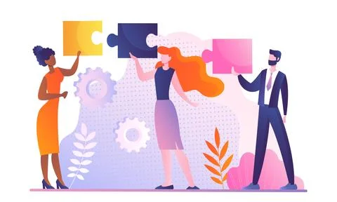 Combine puzzle pieces Stock Illustration