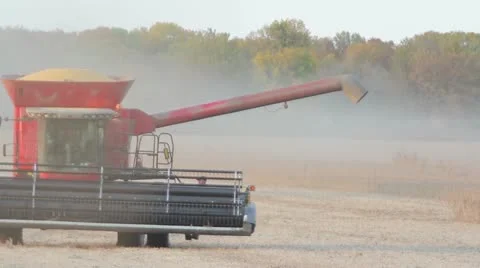 Combine Unloading into Tractor Video stock 12532804