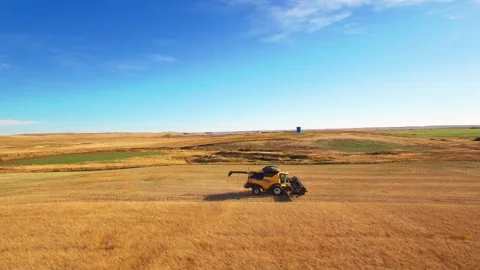 Combine Wide Drone Stock Footage 265504641