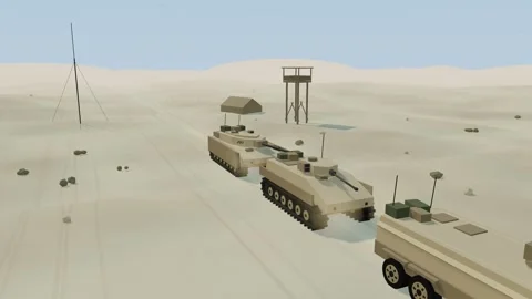 Combined arms armored column of a battle tank Stock Footage 340779730