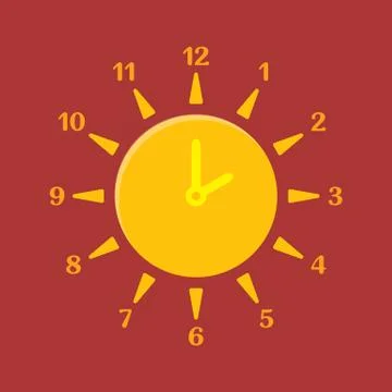 Combined clock and sun. Summer time concept. Vector illustration. Stock Illustration