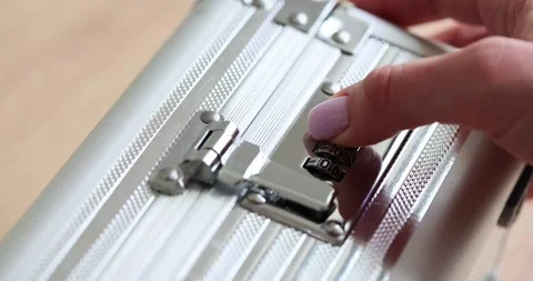 Combined combination lock three-digit digital password on case Stock Footage 240420577