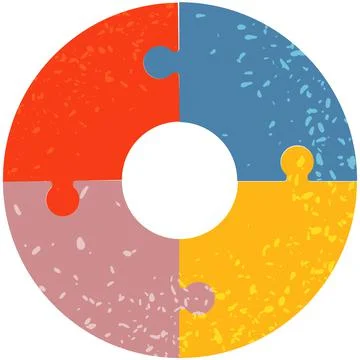 Combined elements of circular puzzle, logic diagram. Development of logical Stock Illustration