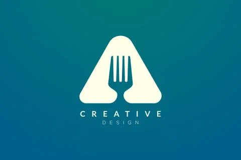 Combined fork and triangle design. Modern minimalist and elegant vector illus Stock Illustration