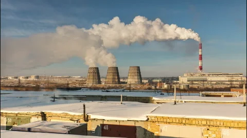 Combined heat and power plant in the winter Stock Footage 59191444