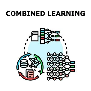 Combined learning artificial intelligence machine education concept Stock Illustration