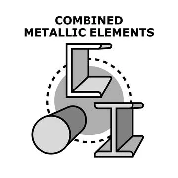 Combined metallic elements production materials and engineering Stock-Illustration
