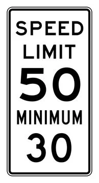 Combined speed limit and minimum speed sign, R2-4a, US road sign Stock Illustration