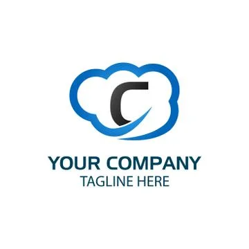 Combines Cloud and the letter C, Illustration in Vector Format. Stock Illustration
