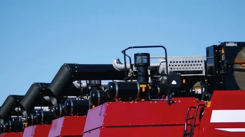 Combines Preparing for Harvesting Stock Footage 76329447