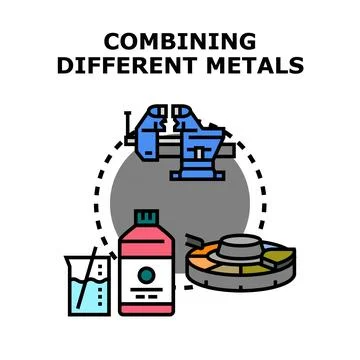 Combining different metal elements in material science Stock Illustration