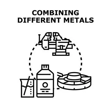 Combining different metal elements in material science Stock Illustration