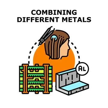 Combining different metals concept vector illustration Stock Illustration