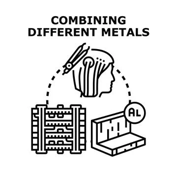 Combining different metals concept vector illustration Stock Illustration