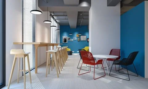 Combining Functionality and Style Office Dining Zone Interior Design Stock-Illustration