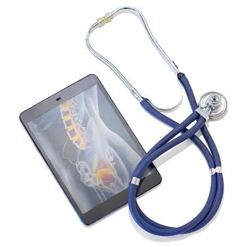 Combining old and new technology for a better outcome. A tablet and a Stock Photos