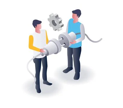 Combining solutions from both businesses Stock Illustration