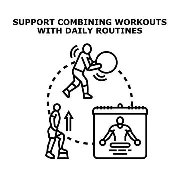 Combining workouts with daily routines concept Stock Illustration