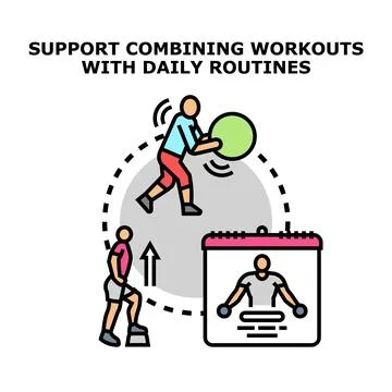 Combining workouts with daily routines concept Stock Illustration