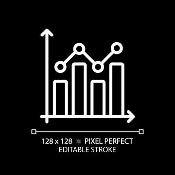 Combo chart white linear icon for dark theme Stock Illustration