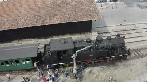 Comboio Histórico do Douro, refilling water on Pinhão station Stock Footage 122123737
