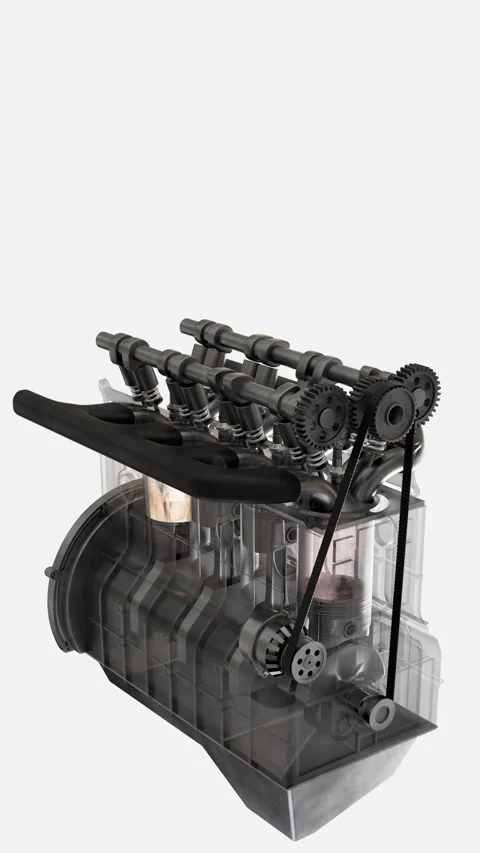 Combustion cycle engine parts showing detailed structures and functions Stock Footage 321009191