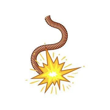 Combustion dynamite fuse cartoon vector illustration Illustrazione stock