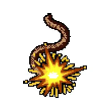 Combustion dynamite fuse pixel art vector illustration Stock Illustration