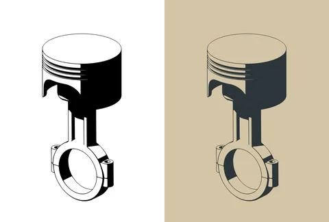 Combustion engine piston and connecting rod assembly Stock Illustration