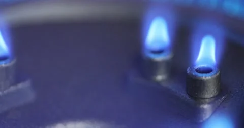Combustion, extinction and ignition of gas in a household gas stove. Natural gas Video stock 168180964