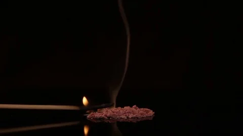 Combustion of solid propellant pieces. Gunpowder Stock Footage 72501187