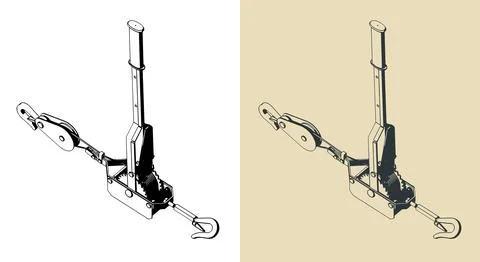 Come-along winch illustrations Illustrazione stock