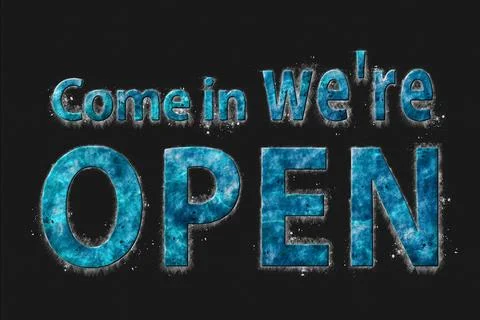 Come in we're Open Sign, Open Text, Business Concept 库存插图