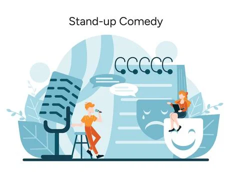 Comedians capturing the crowd with wit and stories Stock Illustration